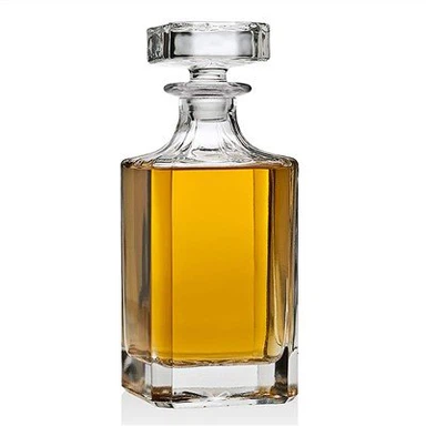 Botella decantadora de whisky de vidrio