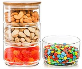 Frascos de vidrio apilables de 4 niveles