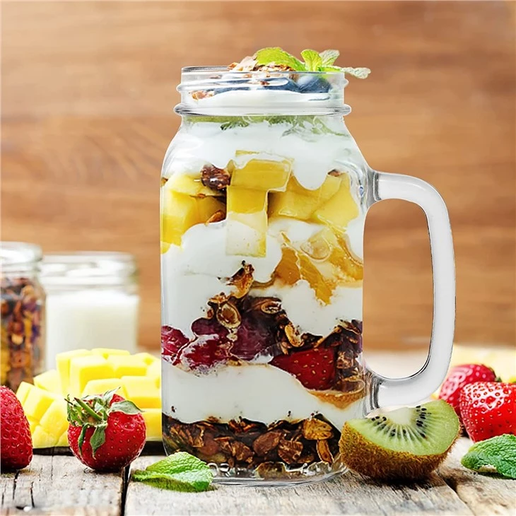 730ML Glass Mason Jar With Straw