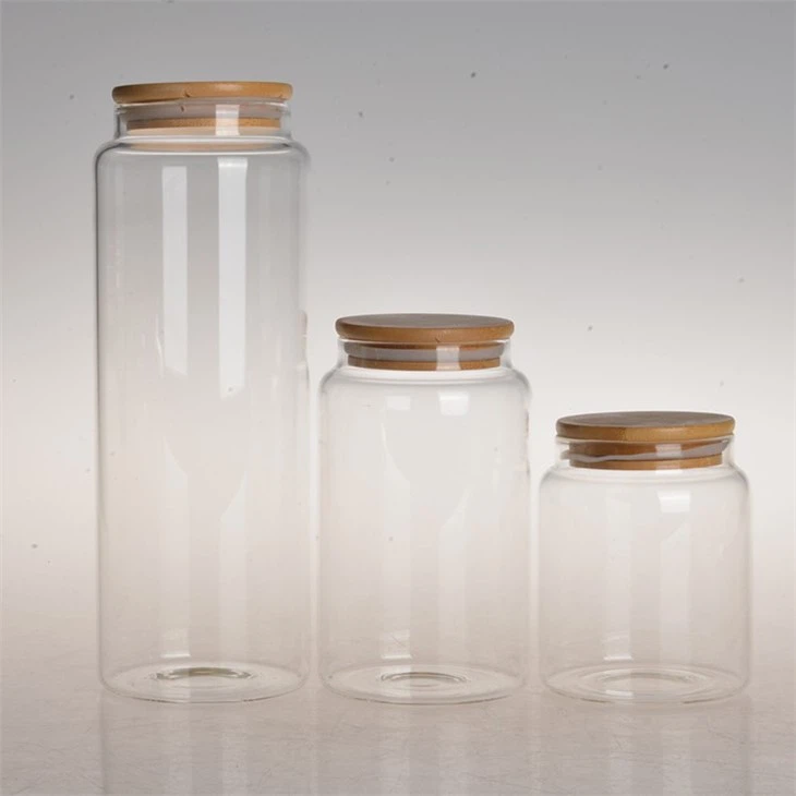 Glass Flour Container With Airtight Bamboo Lid