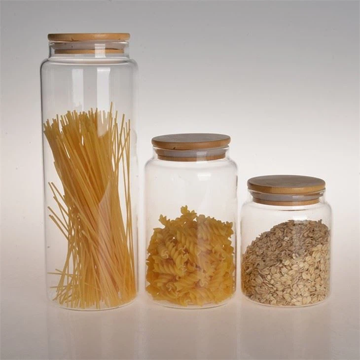 Glass Flour Container With Airtight Bamboo Lid