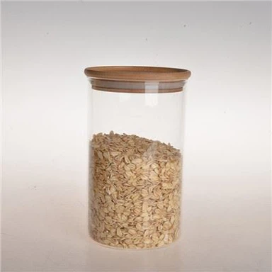 Recipientes de vidrio de borosilicato con tapa de madera