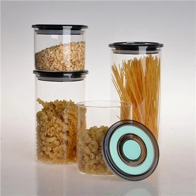 Juego de botes de vidrio para la cocina.