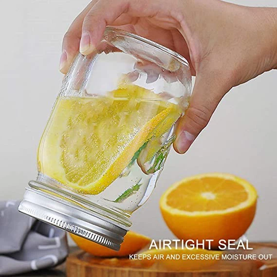 16oz Glass Jars With Regular Lids, Mason Jar With Airtight Lids, Clear Glass Jar