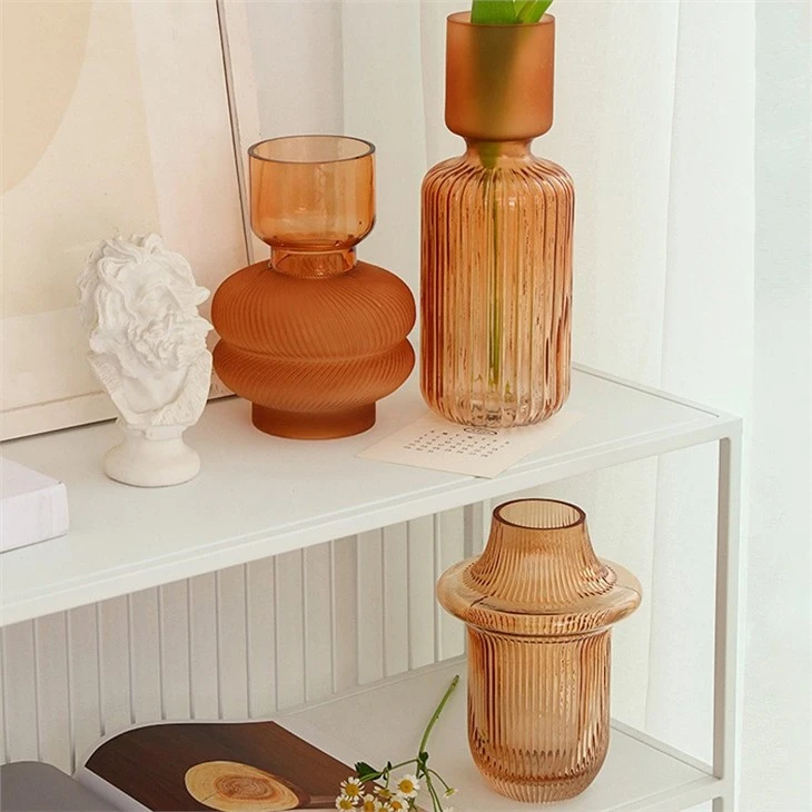 Amber Glass Vase For Flowers