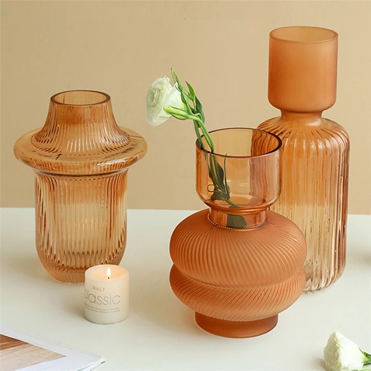 Amber Glass Vase For Flowers