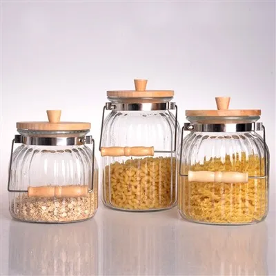 Frascos De Vidrio Con Tapa Y Asa De Bambú