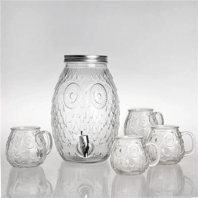 Dispensador de bebidas de vidrio redondo