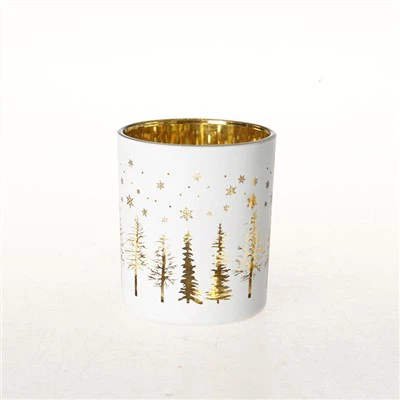 Portavelas de plata y vidrio