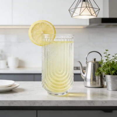 Vaso de vidrio rayado en forma de U-